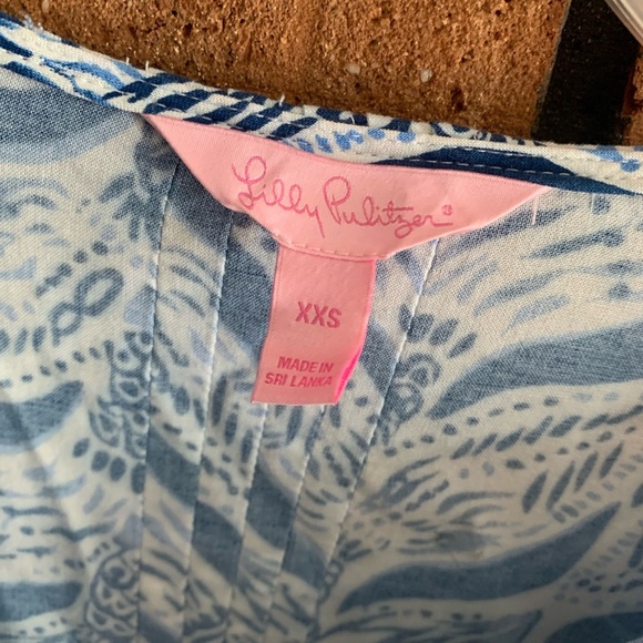 Lilly Pulitzer Blue and White 3/4 Sleeve dress with Mandarin Collar - Picture 3 of 3